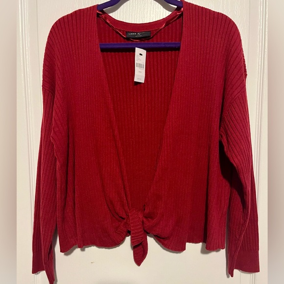 Lane Bryant Red front tie crop shrug - Picture 1 of 5
